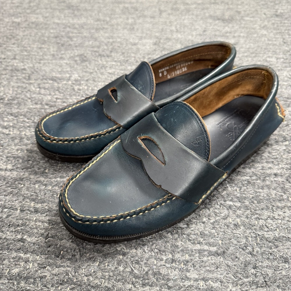 Rancourt & Co. Penny Loafer 8 D Blue Green Leather Preppy Made in Maine USA